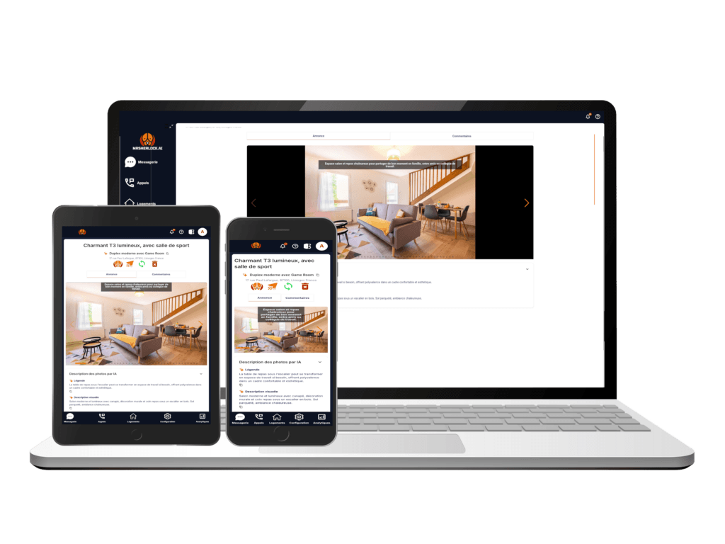 Page détail d'un logement sur différent support